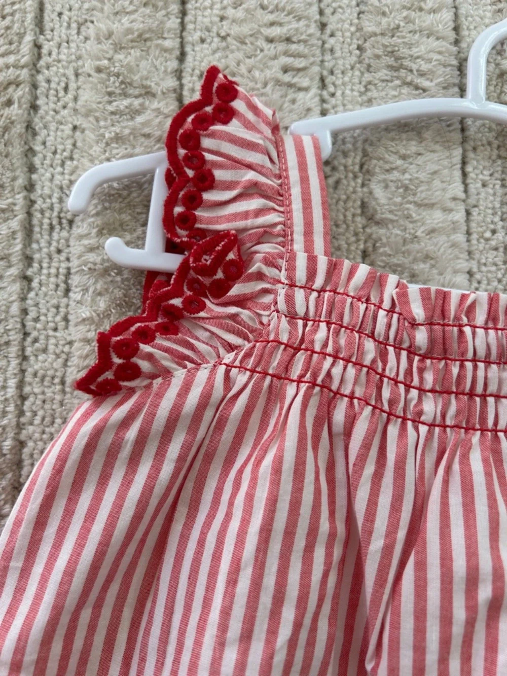 GAP Red and White Striped Floral Embroidered 2-Piece Diaper Cover Set